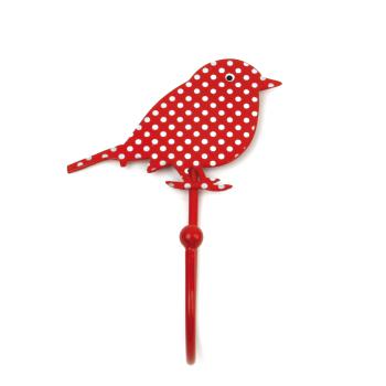 Vogelhaken in rot mit weißen Pünktchen
