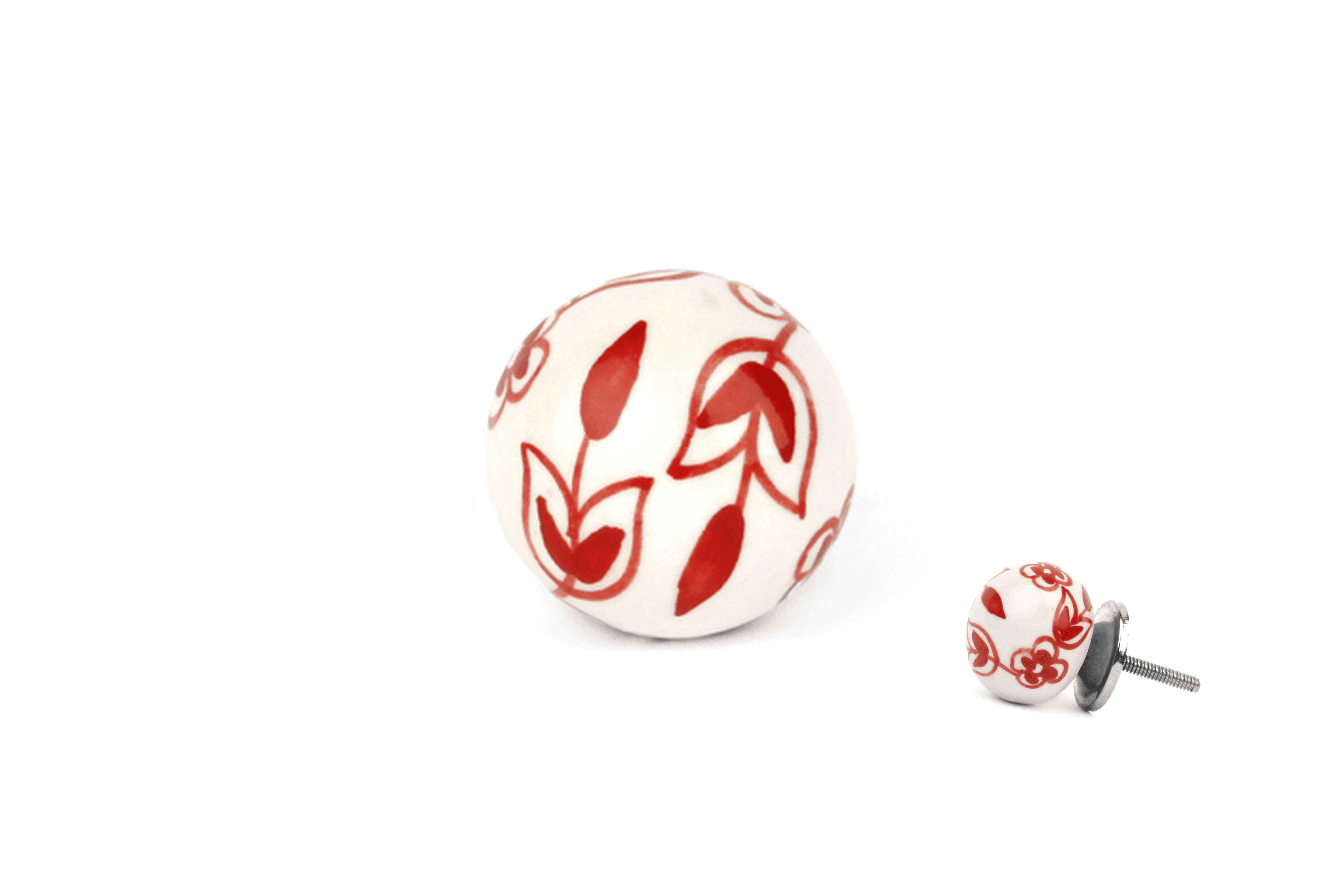 Knauf floral weiß/rot