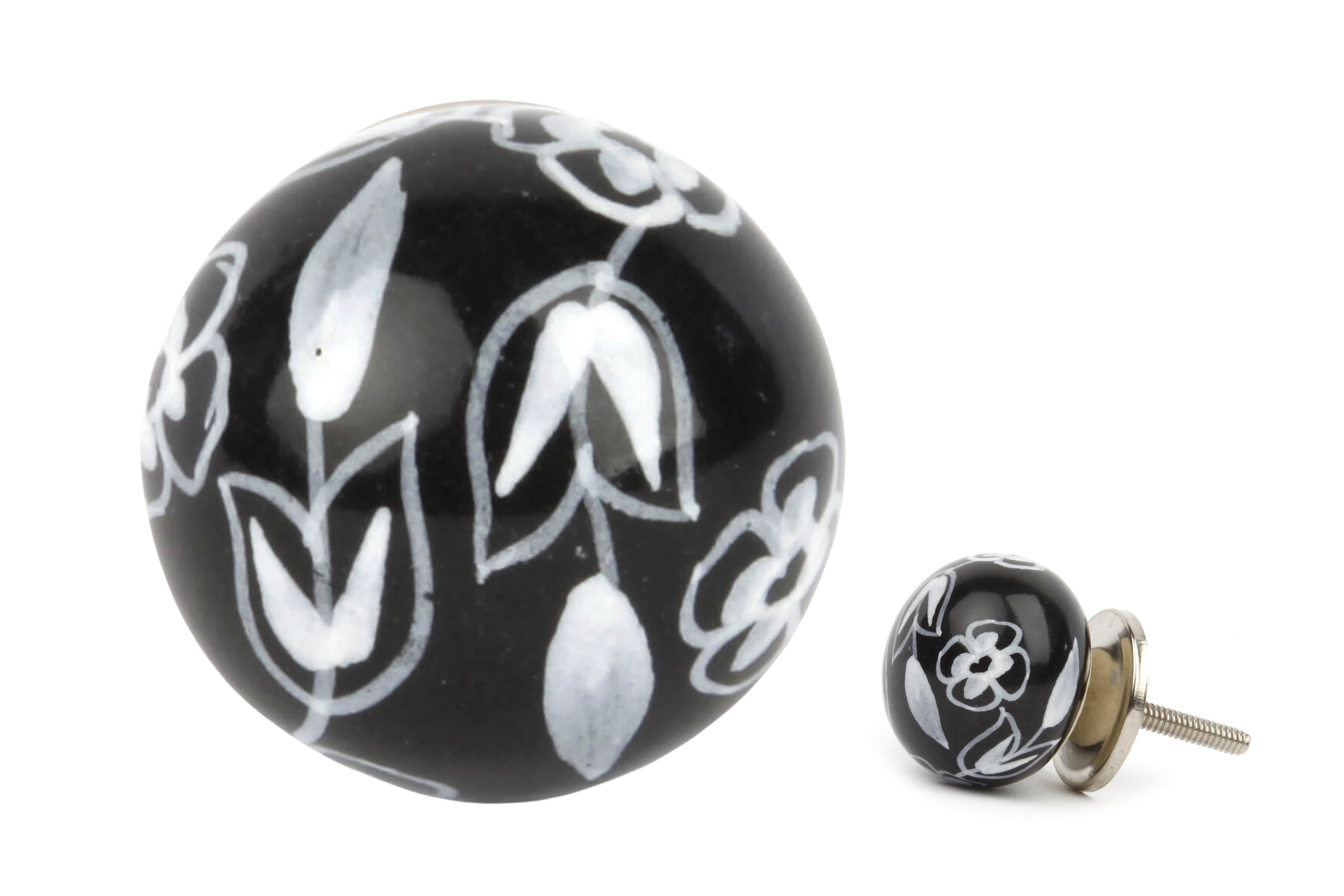 Knauf floral schwarz/weiß