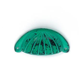 Muschelgriff Eisen Vintage Türkis mit Streifenorna