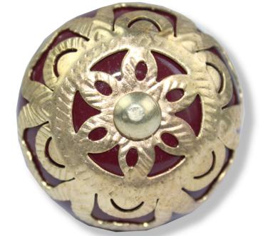 Rot-Brauner  Möbelknauf goldener Barockrosette