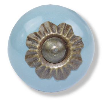 Kleiner einfarbiger Keramikknauf in blau-grau mit 