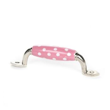 Möbelgriff Punkte rosa/weiß