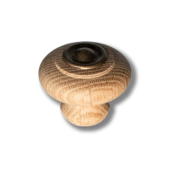 Möbelknopf Holz/Metall 35 mm Ø x 26 mm Höhe, Eiche